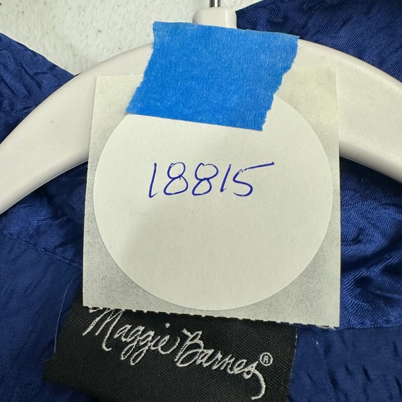 Maggie Barnes Womens Textured Boho Button Top Sz 3X Artsy Ruffle Cuff Royal Blue - Picture 7 of 7